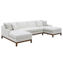 Valiant - Sectional Sofa With 4 Pillows - Ivory Chenille