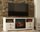 Willowton - 2 Pc. - 64" TV Stand With Faux Firebrick Fireplace Insert - Whitewash