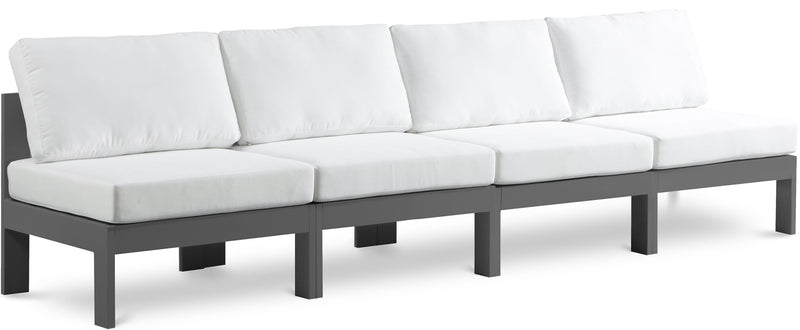 Nizuc - Outdoor Patio 4 Seat Armless Modular Sofa With Gray Frame