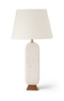 Solis - Genuine Marble And Mango Wood Base With Linen Textured Fabric Shade Table Lamp