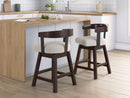 Haddigan - Upholstered Swivel Barstool (Set of 2) - Dark Brown