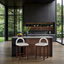 Conrad - Linen Counter Stool With Brown Legs