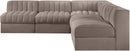 Rummi - Armless Velvet Performance Fabric Upholstered 5 Piece Modular Sectional