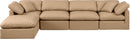 Indulge - Faux Leather 5 Piece Modular Sectional With Chaise - Tan