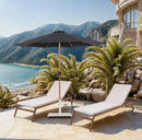 Fiji - Aluminum Patio Umbrella With Square White And Teak Base