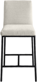 Reeves - Chenille Fabric Upholstered Counter Stool (Set of 2) - Black Base