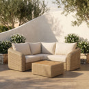 Seacrest - Olefin Water Resistant Fabric And Wicker 3 Piece Outdoor Patio Modular Sectional