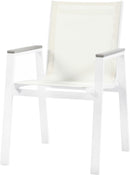 Nizuc - Outdoor Patio Dining Arm Chair With White Frame And Gray Arms (Set of 2)