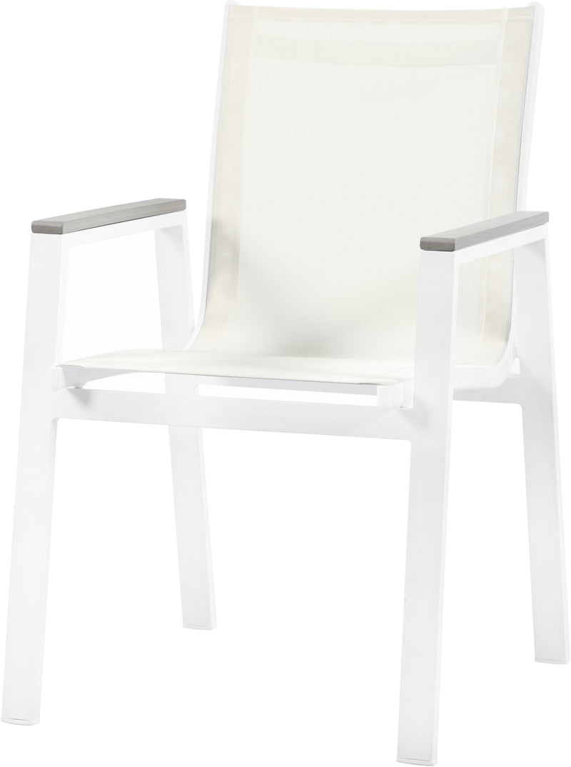 Nizuc - Outdoor Patio Dining Arm Chair With White Frame And Gray Arms (Set of 2)