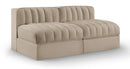 Rummi - Velvet Performance Fabric Upholstered 2 Piece Modular Armless Loveseat