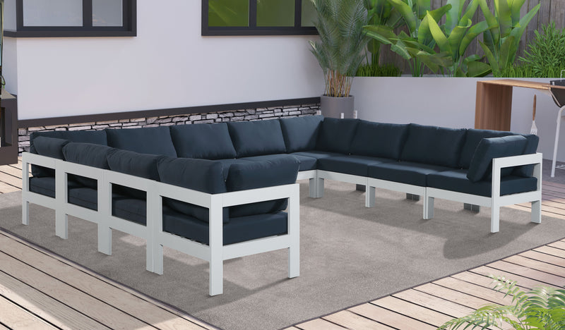 Nizuc - Outdoor Patio 11 Piece Modular Sectional With White Frame