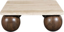 Strata - Travertine And Mango Wood Coffee Table - Brown / Beige