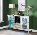 Noralie - 36" Wine Cabinet With LED - Mirrored & Faux Diamonds