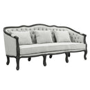 Samael - Sofa With 3 Pillows - Gray Linen & Dark Brown