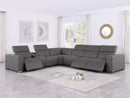 1208 - 7 Piece L-Shaped Leather Reclining Sectional With 3 Power Recliners