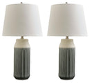 Afener - Ceramic Table Lamp (Set of 2) - Blue / Beige
