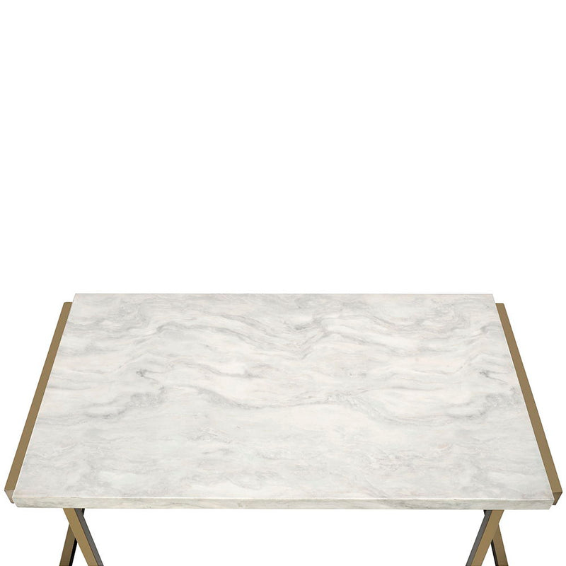 Boice II - End Table - Faux Marble Top & Champagne