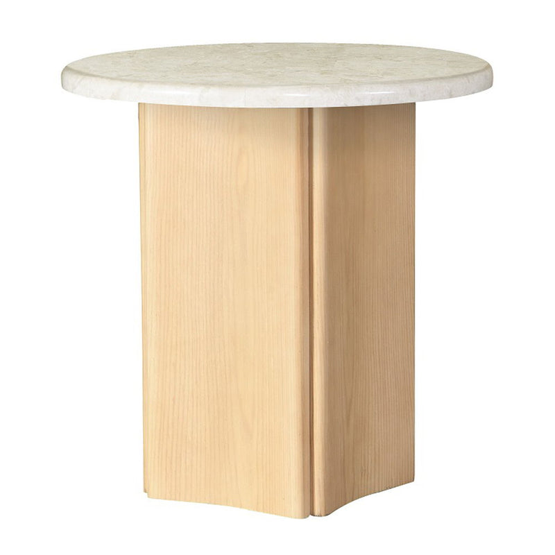 Qwin - End Table With Marble Top - Marble Top & Oak