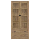 Hawthorne - 4-Shelf Glass Door Tall Cabinet With Drawers