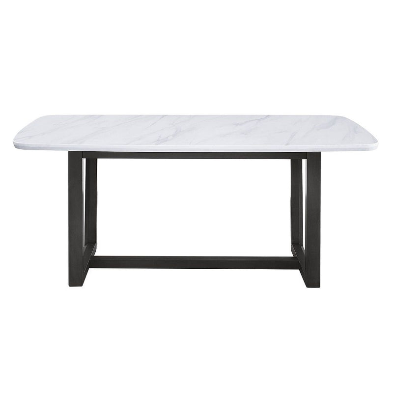 Madan - Dining Table With Marble Top - Marble Top & Weathered Gray
