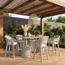 Seacrest - Tempered Glass Top And Wicker Outdoor Patio Bar Height Table