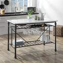 Mera - Kitchen Island - White Marble Top & Gray