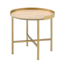 Mithea - End Table - Oak Table Top & Gold