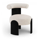 Calder - Linen Textured Fabric Upholstered Accent Chair - Painted Black Base