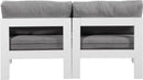 Nizuc - Outdoor Patio 2 Seat Armless Modular Sofa With White Frame