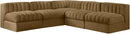 Rummi - Armless Velvet Performance Fabric Upholstered 5 Piece Modular Sectional