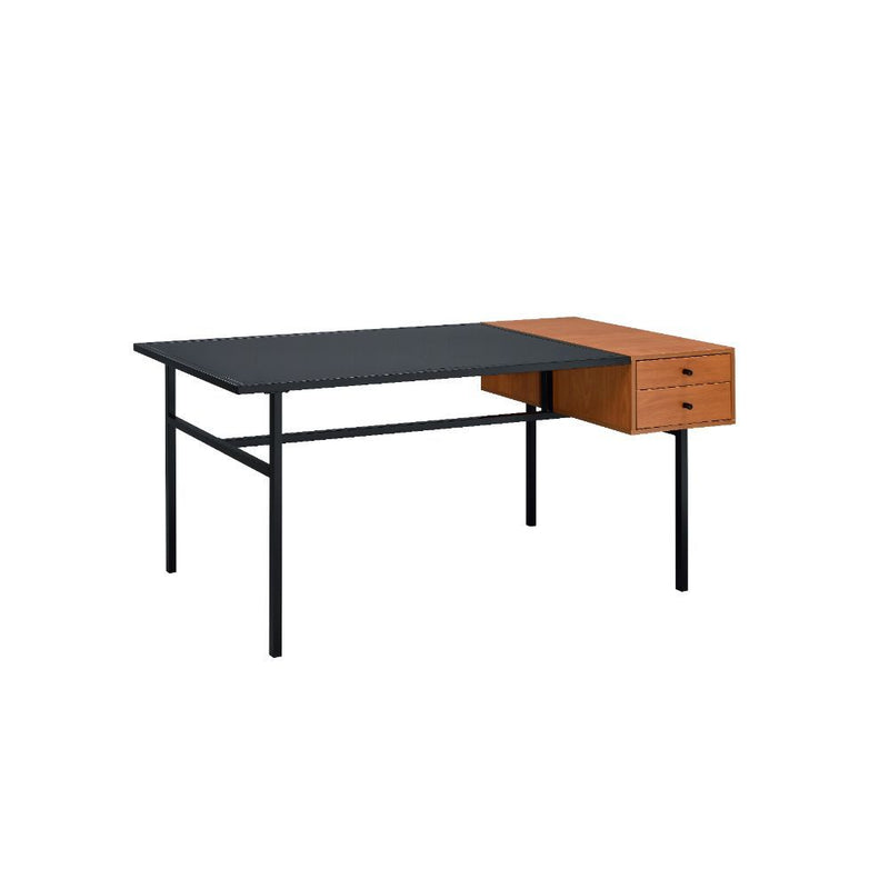 Oaken - Executive Writing Desk - Honey Oak & Black
