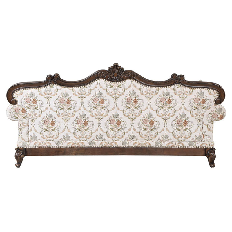 Nayla - Sofa With 4 Pillows - Pattern Fabric & Cherry