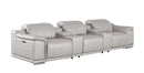 2679 - Genuine Leather Sofa With 3 Power Recliners & Dual Storage Consoles