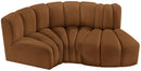 Arc - Velvet 3 Piece Modular L-Shaped Sofa - Saddle