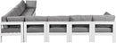 Nizuc - Outdoor Patio 9 Piece Modular Sectional With White Frame