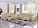 1208 - 7 Piece L-Shaped Leather Reclining Sectional With 3 Power Recliners