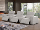 1208 - Leather Sofa With 3 Power Recliners And Two Storage Consoles