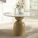 Kala - Round Dining Table With Marble Top - Natural Marble Top & Oak