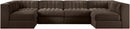 Rummi - Armless Velvet Performance Fabric Upholstered 6 Piece Modular Sectional