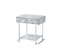 Wither - Accent Table - White Printed Faux Marble & Chrome