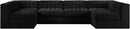 Rummi - Armless Velvet Performance Fabric Upholstered 6 Piece Modular Sectional