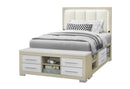 Emma - Full Bed With LED And USB - Light Brown / White