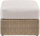 Seacrest - Olefin Water Resistant Fabric And Wicker Outdoor Patio Ottoman/Coffee Table