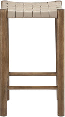 Entwine - Vegan Leather Upholstered Backless Counter Stool - Painted Brown