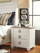 Willowton - Two Drawer Night Stand - Brown / Beige / White