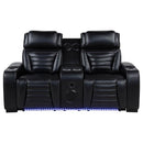 Zuma - Faux Leather Dual Power Reclining LED Loveseat - Black
