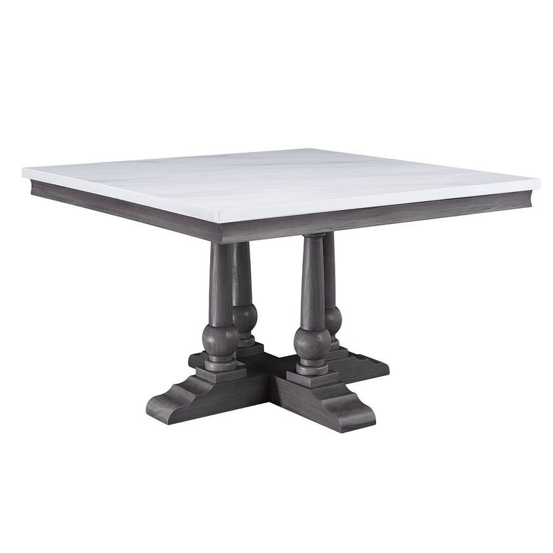 Yabeina - Square Dining Table - Marble Top Top & Gray Oak