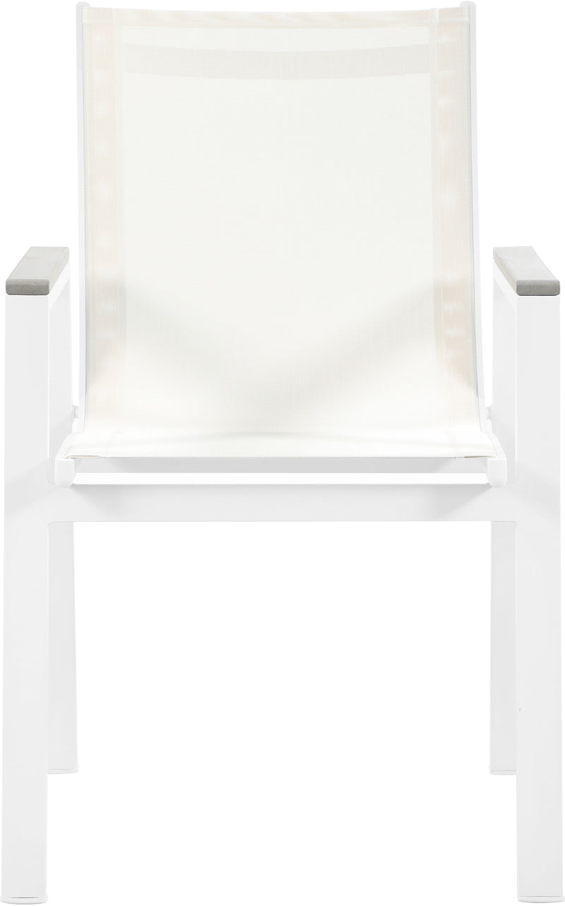Nizuc - Outdoor Patio Dining Arm Chair With White Frame And Gray Arms (Set of 2)
