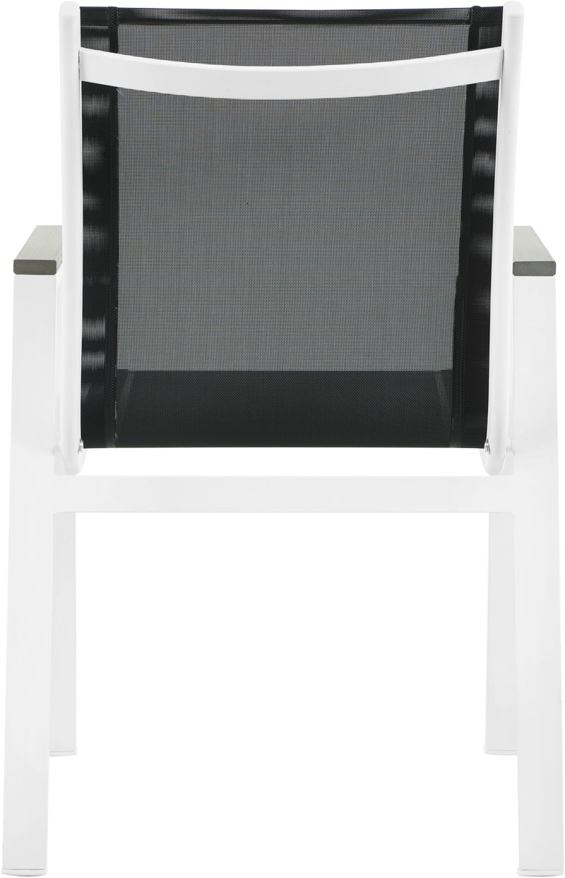 Nizuc - Outdoor Patio Dining Arm Chair With White Frame And Gray Arms (Set of 2)