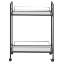 Curltis - 2-Tier Rectangular Glass Shelf Metal Bar Cart - Black